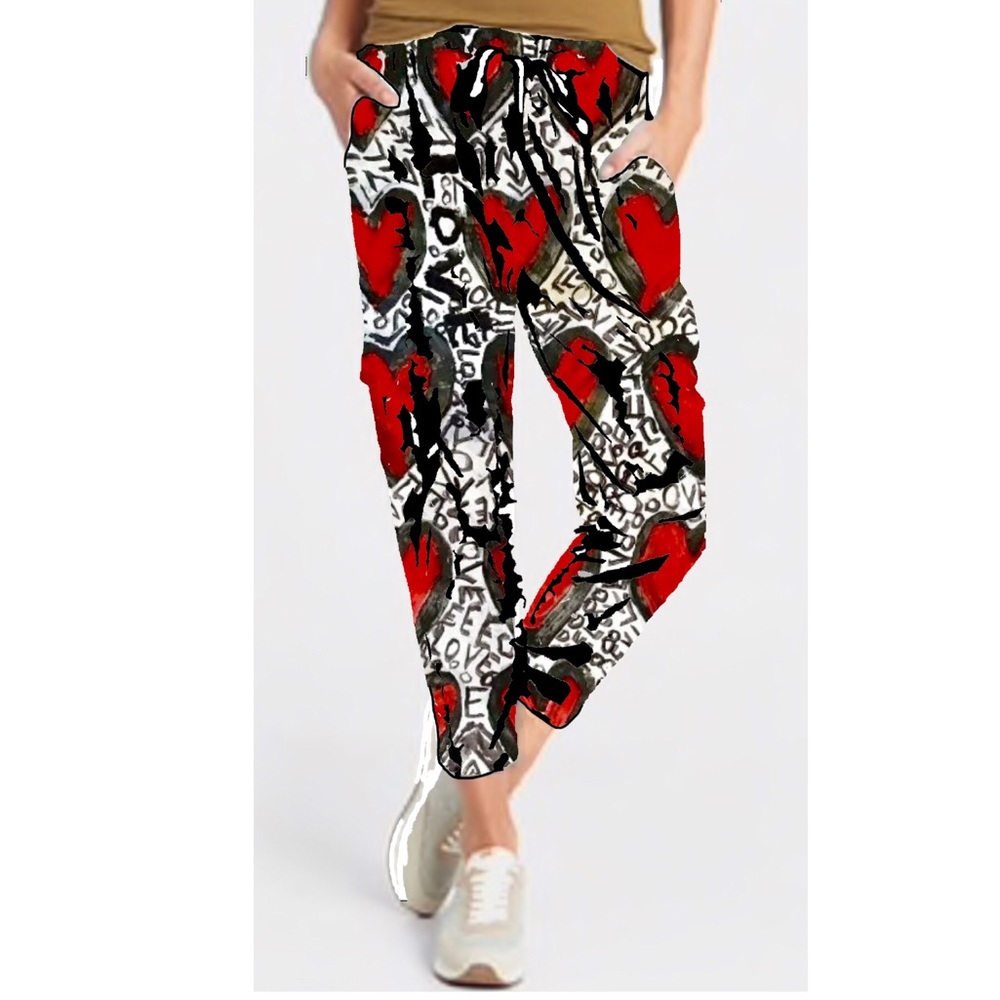 Graphic Joggers Sweatpants Tie Ankle Soft Cotton